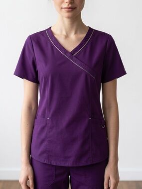 Scrubstar Medium Women's V-Neck Medical Scrub Top in Purple